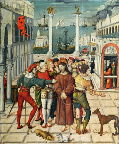 La Burla de Cristo, del Retablo de la Pasión, 1517-20 de Antonio Ronzen